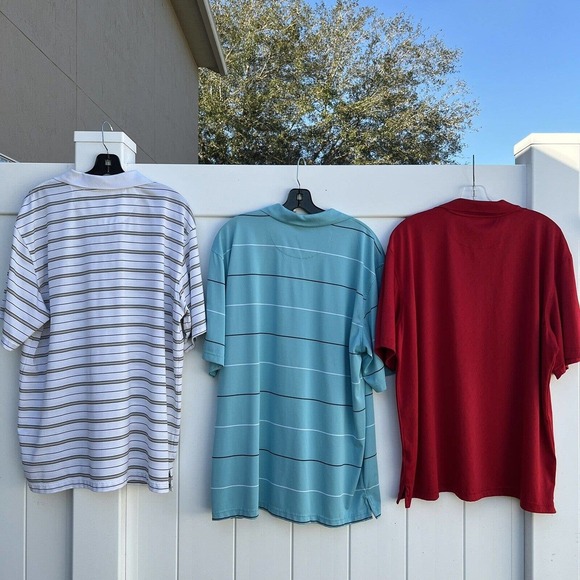 Lot of 3 George Polo Shirt Gray Golf Short Sleeve Red Blue White Striped XL - Picture 10 of 12